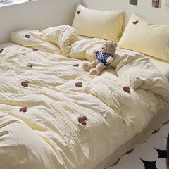 High Quality Beauty Bedding Set Cute Towel Embroidered  Girl Heart Bed Sheet Student Dormitory Bed