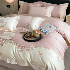 4pcs/Set Class A Grade High-end 200s Long-staple Pure Cotton Embroidery Quilt Covers Pillowcases Sheet  Bedding Set