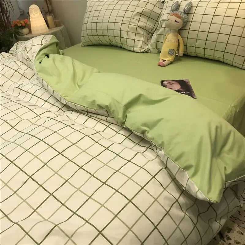 Ins Style Bedding Set Fashion Boys Girls Single Queen Size Duvet Cover Flat Sheet Pillowcase Bed Linen Kids Adult Home Textile