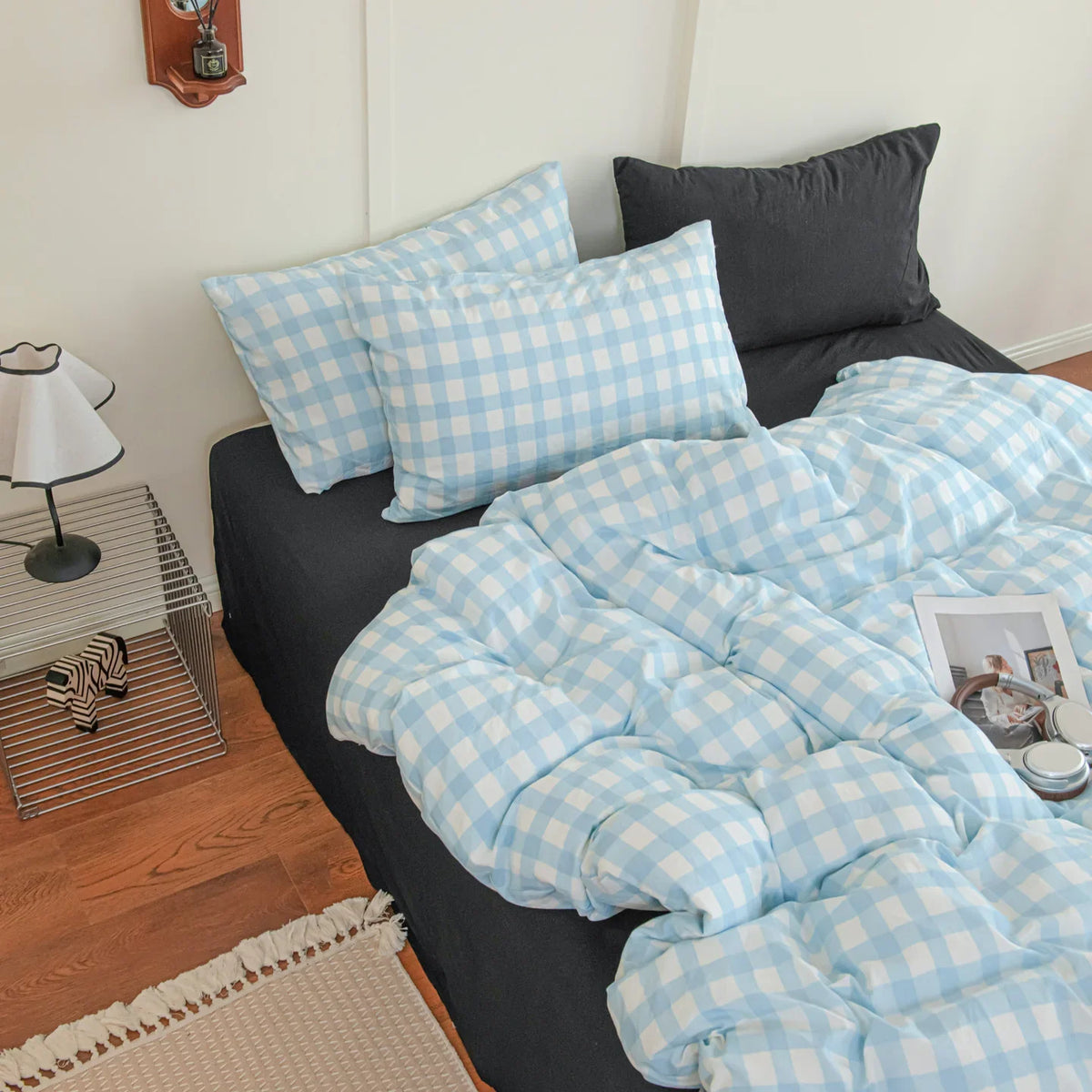 Vintage Style Plaid Bedding Sets 2025 New Soft Bed Sheet Set Woman Duvet Cover For Girls With Pillow Covers Quilt Cover