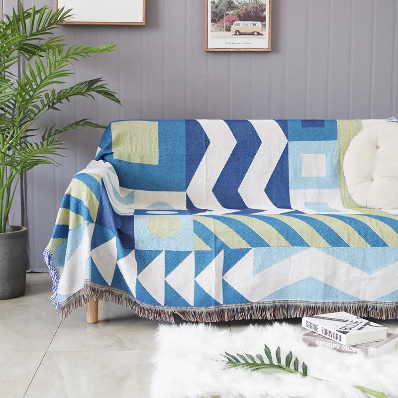 Textile City Ins Modern Minimalist Sofa Towel Geometric Pattern Sofa Cover Autumn Comfy Throw Blanket for Air-conditioned Room