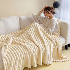New Artificial Rabbit Plush Autumn Warm Blankets for Beds Soft Coral Fleece Sofa Throw Blanket Comfortable Thicken Bed Sheet