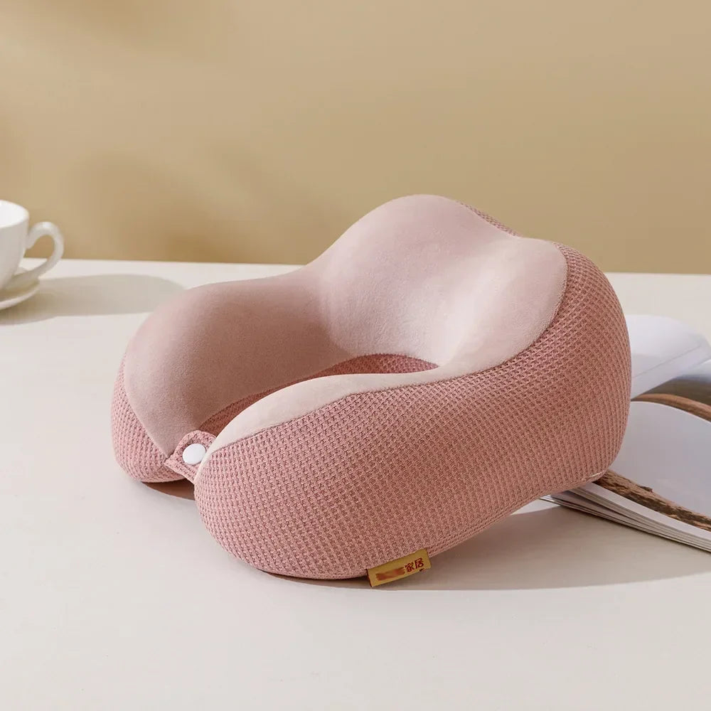 U-shaped Pillow Memory Foam Slow Rebound Lunch Break Neck Airplane Travel Neck Pillow Mesh Hump Car Throw Pillow
