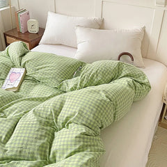 2025 New All-cotton Washed Cotton Single Quilt Set Printed Plaid Duvet Cover 150x200 220x240 Skin Friendly Bedding