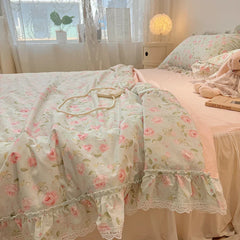 Summer Quilt  New  Cotton Korean Ins Lace Fragmented Series  Air Condition Quilt High Quality Summer Blanket set
