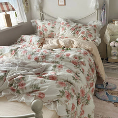 100% Cotton French pastoral style Bedding Set Soft Duvet Cover Bedclothes Bedspread Pillowcases Flat Sheets Comforter Sets