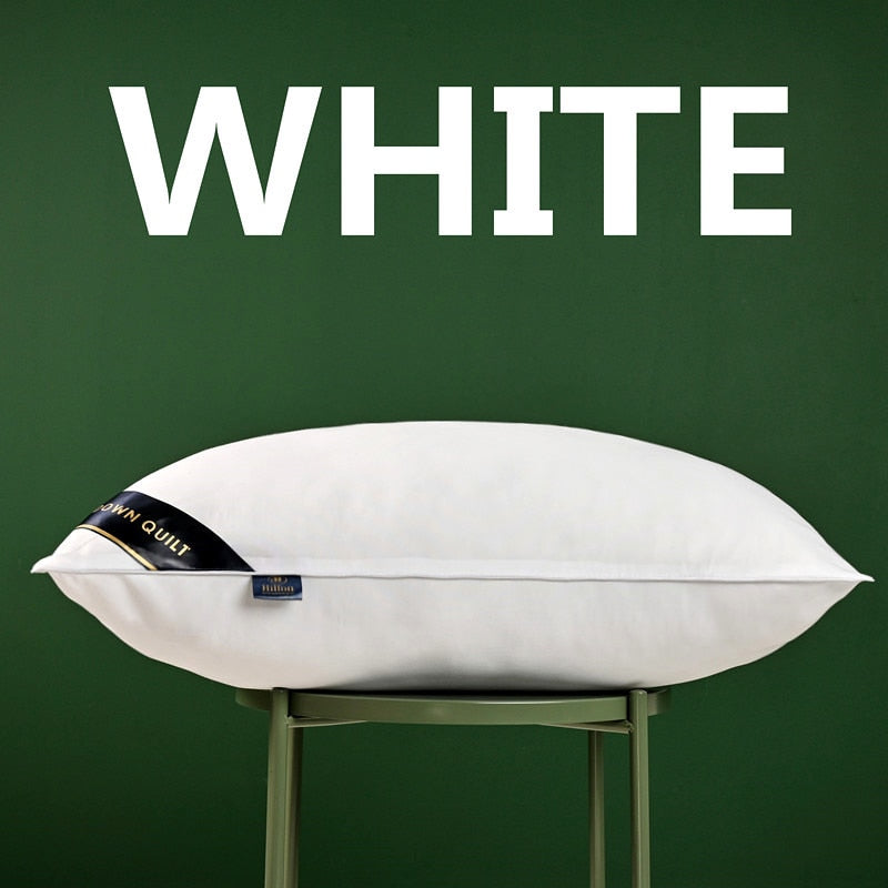 100% Cotton Pillow Bedroom Bed Sleep Cervical Pillow Middle-high Pillow Core Frosted Thickened Machine Wash Quilt Cover White