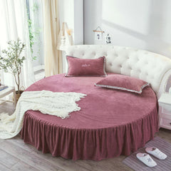 Coral velvet round bed simple color velvet round sheet diameter 200cm-220cm flannel sheet without pillowcase winter