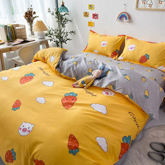 Spring Bedding Set Fashion Cartoon Kids Single Double Queen Size Flat Sheet Duvet Cover Pillowcase Bed Linens Home Textile