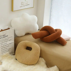 Textile City Nordic Ins 3D Teddy Velvet Geometric Shape Cloud Soft Comfy Circle Ball Pillow Sofa Cushion