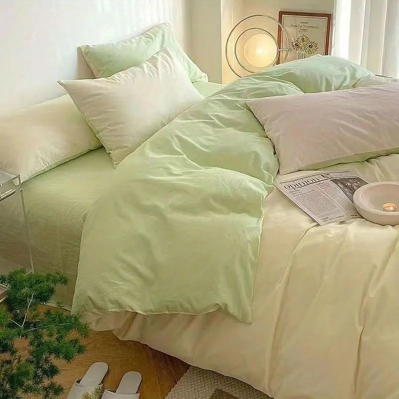 Purple Bedding Set Ins Nordic Solid Full Queen Size Duvet Cover Flat Sheet Pillowcase No Filler Girl Boys Hotel Home Bed Linens
