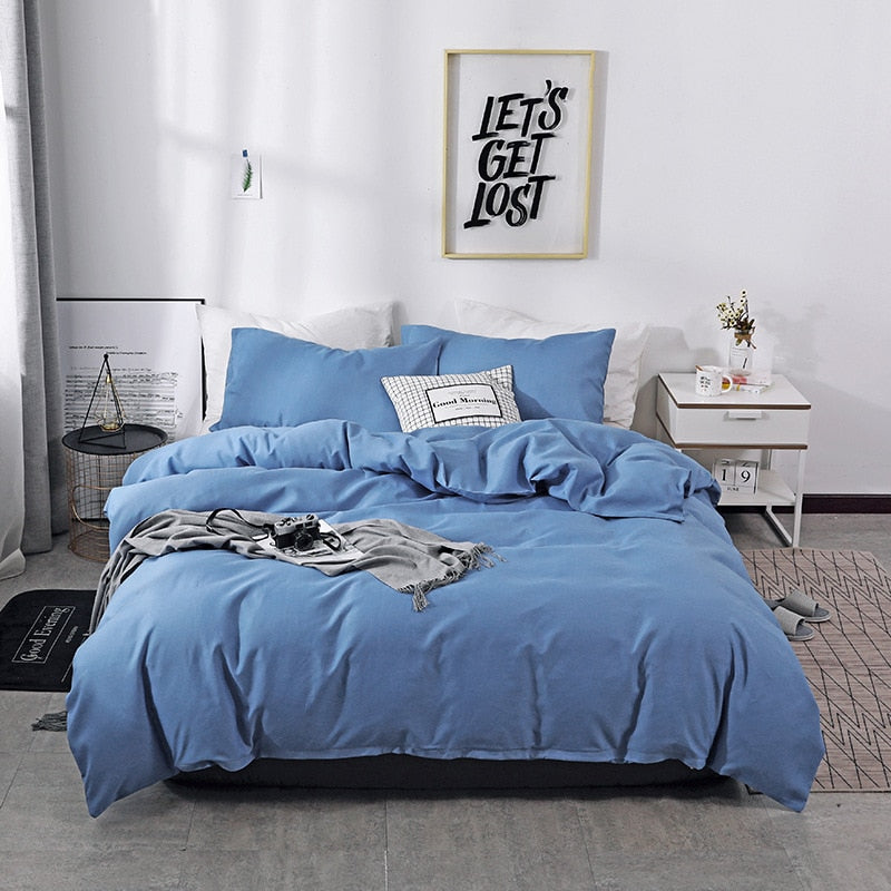 Solid Color Home King Queen Size Bedding Set Mirco Fiber Twin Full Duvet Cover Set Soft Skin Friendly Plain Quality Quilt Covers