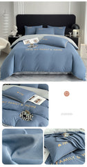 100% Cotton Plaid Geometric Bedding Set  Knit Bed Linens Sheet Pillowcase Home Textile Soft Bed Linen