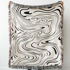 Textile City Black Water Waves Pattern Home Leisure Blanket Tapestry Decoration Blanket American Style Rural Sofa Blanket
