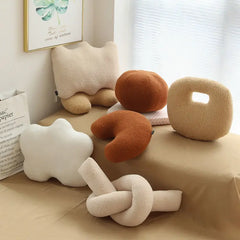 Textile City Nordic Ins 3D Teddy Velvet Geometric Shape Cloud Soft Comfy Circle Ball Pillow Sofa Cushion