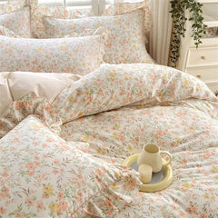 Ruffle Bedding Set 100% Cotton 1 Duvet Cover 2 Pillowcases No Sheet  Ultra Soft Touch Floral Style 200x230 220x240