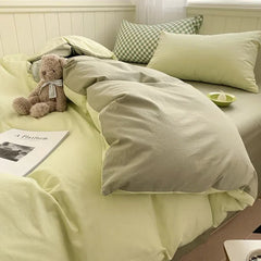 Bedding Set Nordic Single Double Flat Sheet Duvet Cover Pillowcase Soft Microfiber Full Queen Size Bed Linen