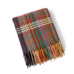 Textile City Ins Ethnic Style Woven Sofa Blanket Wavy Tassel Casual Shawl Throw Blanket Room Decor Acrylic Shawl 127x172cm