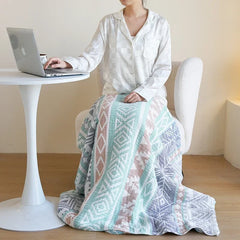 100% Cotton gauze summer blanket breathable bed linen Jacquard bed plaid light weight home Blankets and bedspreads Non shrinking