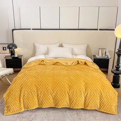 Yellow Plaid Solid Blanket Soft Warm Fluffy Throw Blanket Sofa Cover Milk Velvet Bedspread Bed for Adults Kids Pet Home Textile
