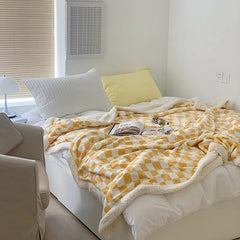 Textile City Nordic Style Checkerboard Blanket Thickened Casual Sofa Nap Throw Air Conditioning Plaid Home Decorate for Winter