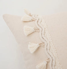 Cotton Linen Boho Cushion Cover for Sofa Couch Bench Car Home Decor Comfy Square Farmhouse Cushion Pillow Case with Tassel