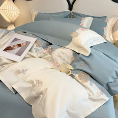 4pcs/set Grade Class A 200s Long-staple Pure Cotton High-grade 100% Cotton Embroidery Quilt Cover Pillowcases and Bedding Set