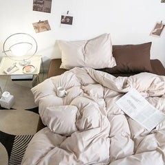 Fashion Solid Color Bedding Set Soft Sheet Duvet Cover Pillowcase Girls Adult Bedspread Queen Full Size Quilt Cover No Filler 02