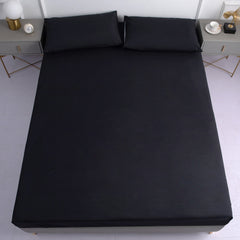 Pure Black Waterproof Fitted Sheet Home Bed Cover Sabana Summer Spring Winter Mattress Covers With Elastic (no pillowcase)