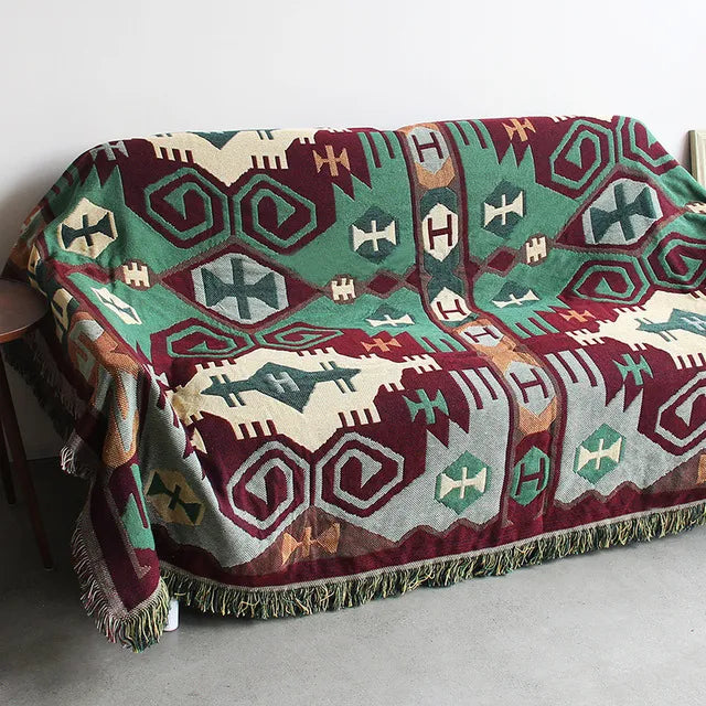 World map Cotton Bohemian Plaids Home Blanket Knitted Dustproof Sofa Cover Blanket Anti-Slip Decorative Blankets For Tea Table