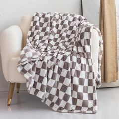 Thickened Plaid Fuzzy Fleece Blanket Ultra-Soft Reversible Microfiber Bed Warm Cozy Gingham Throw Blankets for Couch,Chair,Sofa