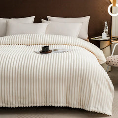 Home Soft Striped Throw Blanket for Couch, Warm Luxurious Faux Rabbit Fur Blanket, Cozy Fluffy Plush Blanket for Sofa Chair Bed