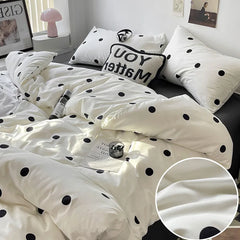 Simple Style Bed Linen Set Skin-friendly Bedsheet Set Pillowcase Brushed Bedclothes Single/Full/Queen/King Size Bedding Set
