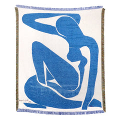 INS Abstract Art Tassel Throw Blankets Blue Sofa Cover Portrait Tapestry Nordic Blanket for Beds Home Outdoor Camping Picnic Mat
