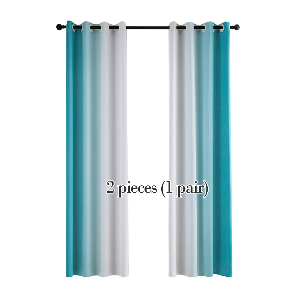 2 Pcs Gradient Color Balckout Curtains for Bedroom Living Room Kitchen Modern Curtains Treatment Blinds Custom Made