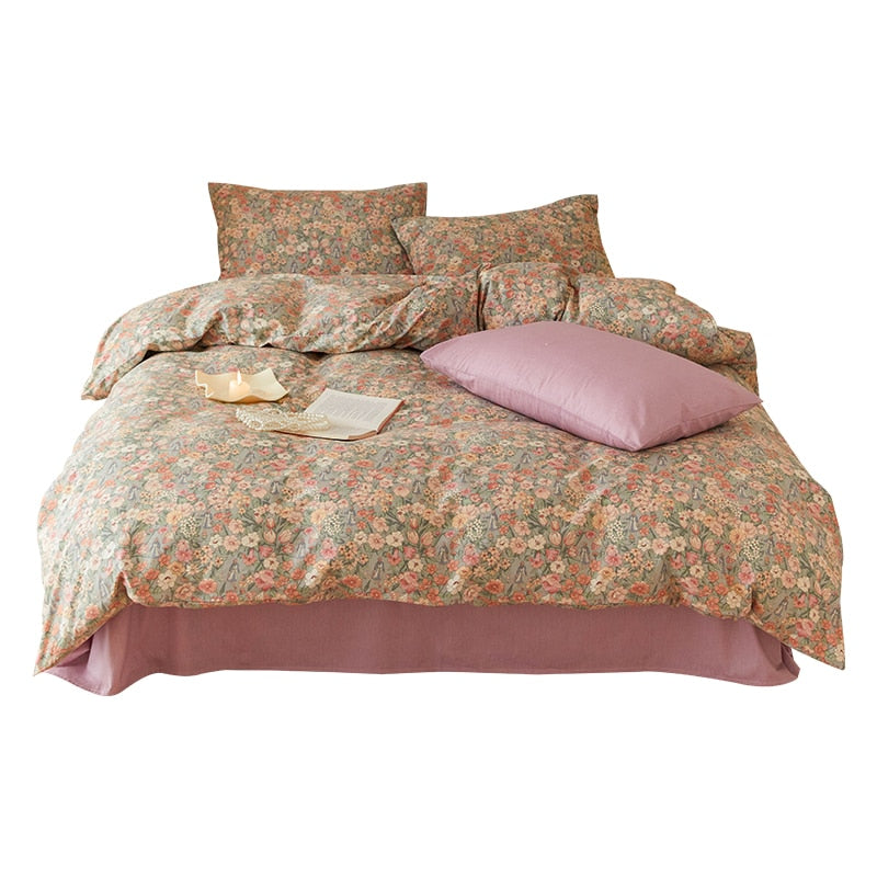 Korean Small Floral Print Quilt Cover Single Piece 100% Cotton Single Double Quilt Cover Student Dormitory Bed Decor