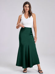 Flowy Slit Satin Maxi Skirt