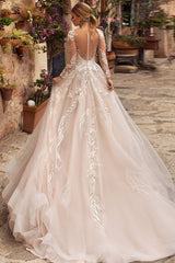 Abernathy Illusion Lace A-line Tulle Wedding Dress