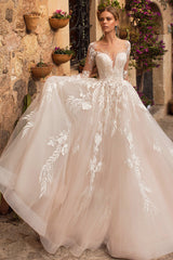 Abernathy Illusion Lace A-line Tulle Wedding Dress