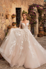 Abernathy Illusion Lace A-line Tulle Wedding Dress