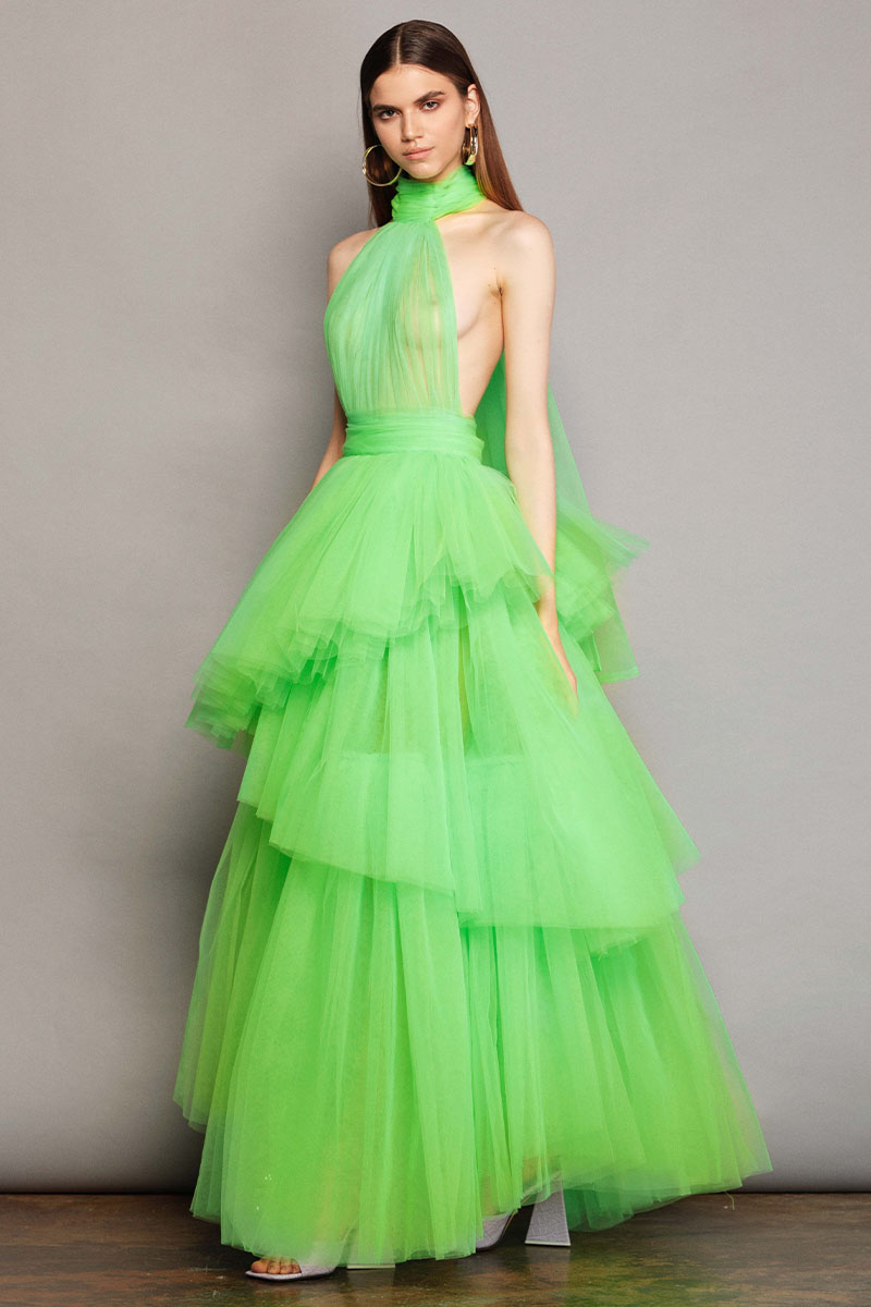 Accalia Tulle Halter Maxi Dress