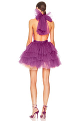 Accalia Tulle Halter Mini Dress