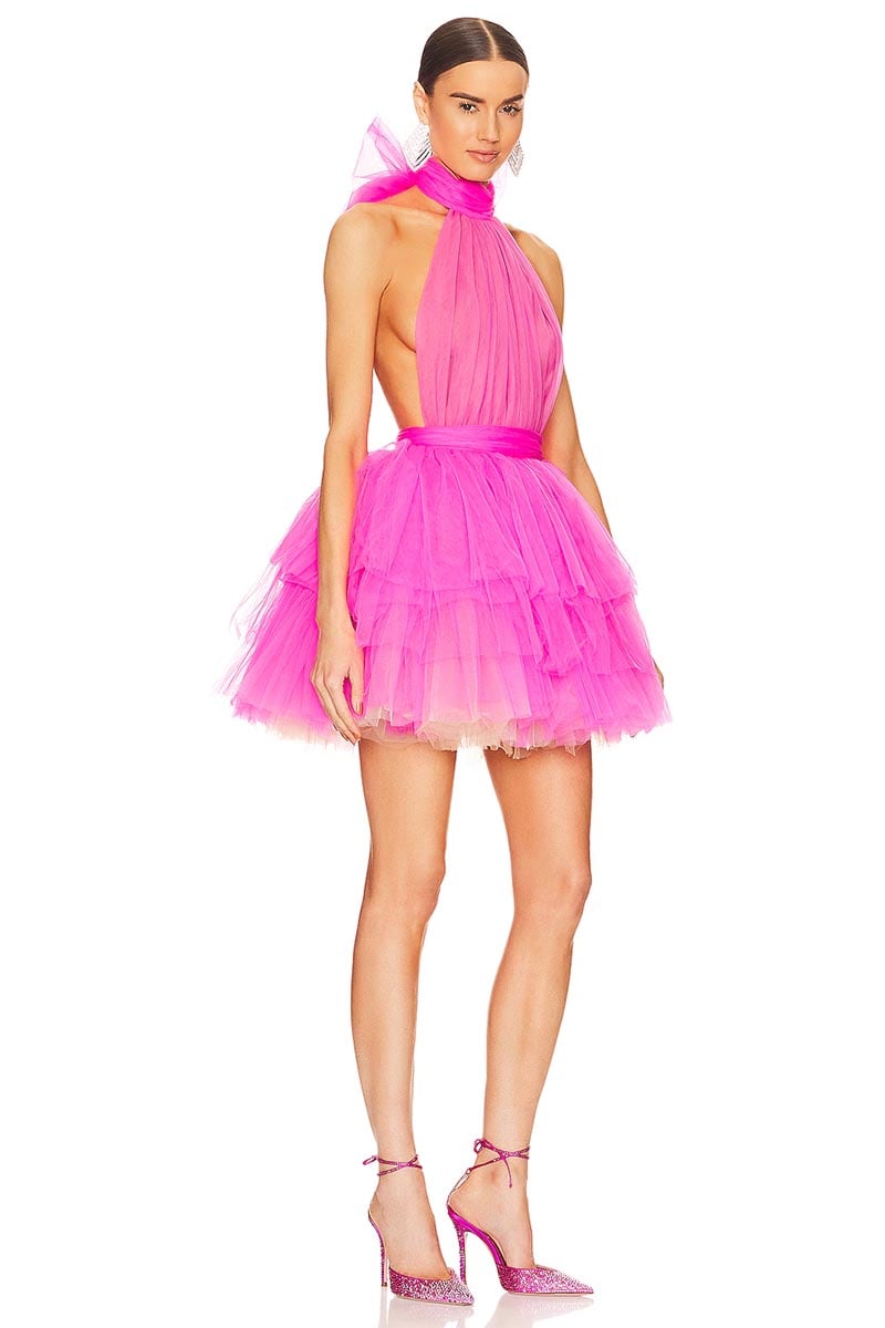 Accalia Tulle Halter Mini Dress