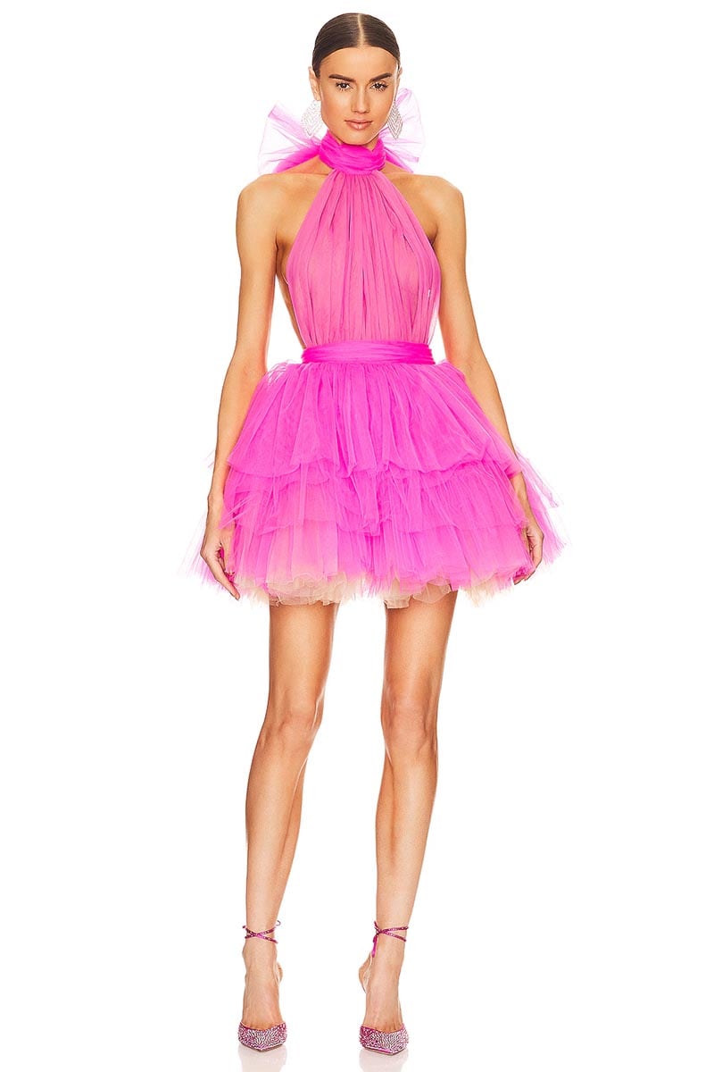 Accalia Tulle Halter Mini Dress