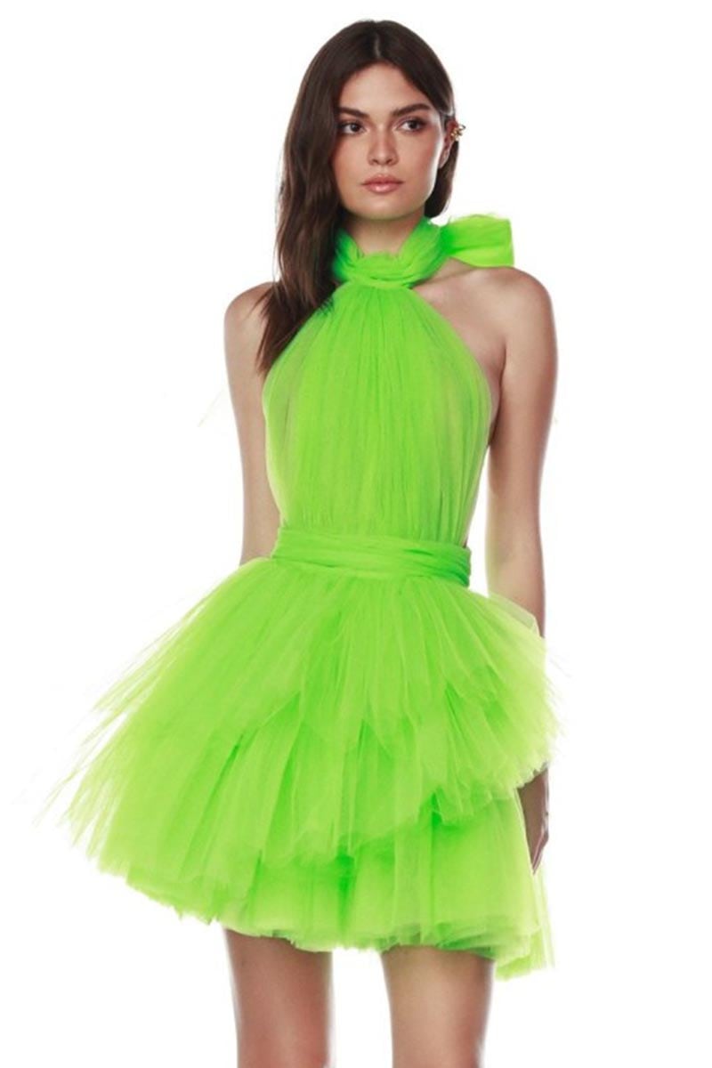 Accalia Tulle Halter Mini Dress