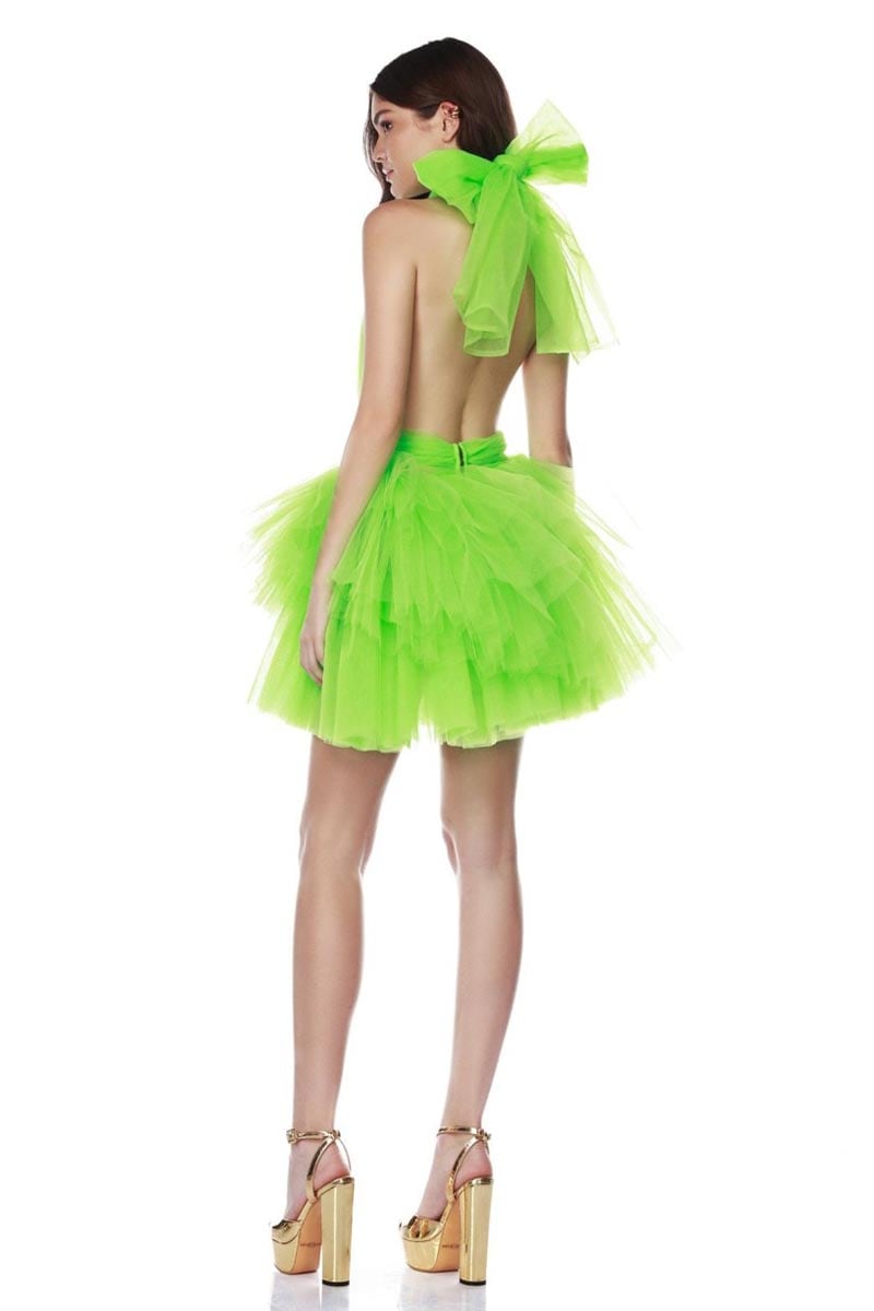 Accalia Tulle Halter Mini Dress