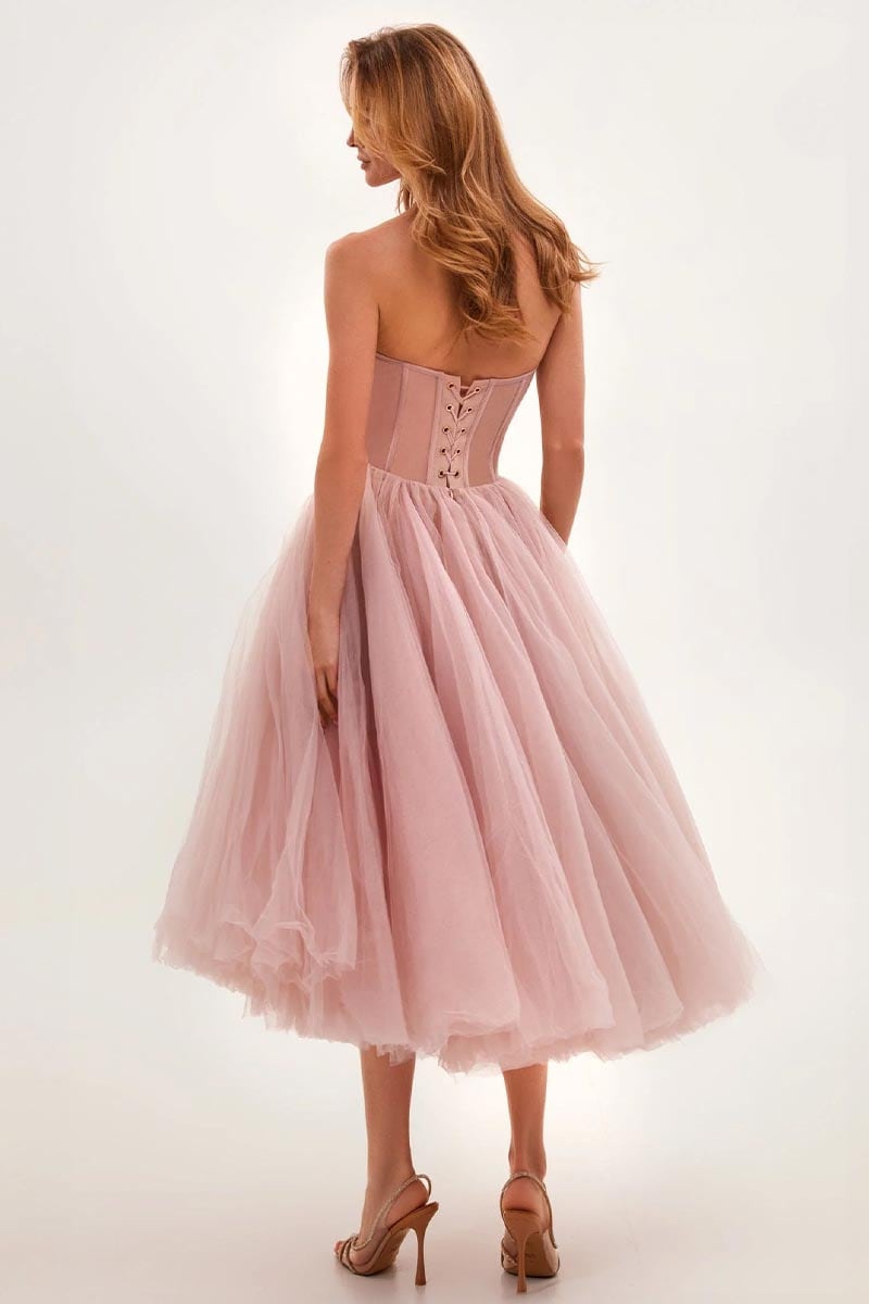 All For Love Strapless Tulle Midi Dress