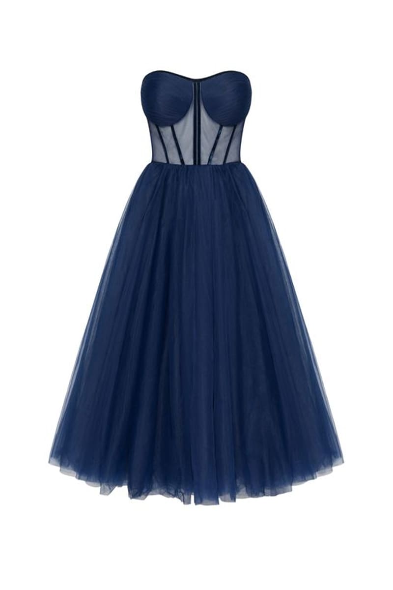 All For Love Strapless Tulle Midi Dress