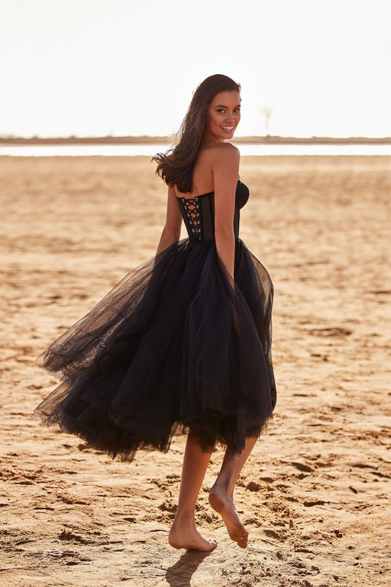 All For Love Strapless Tulle Midi Dress