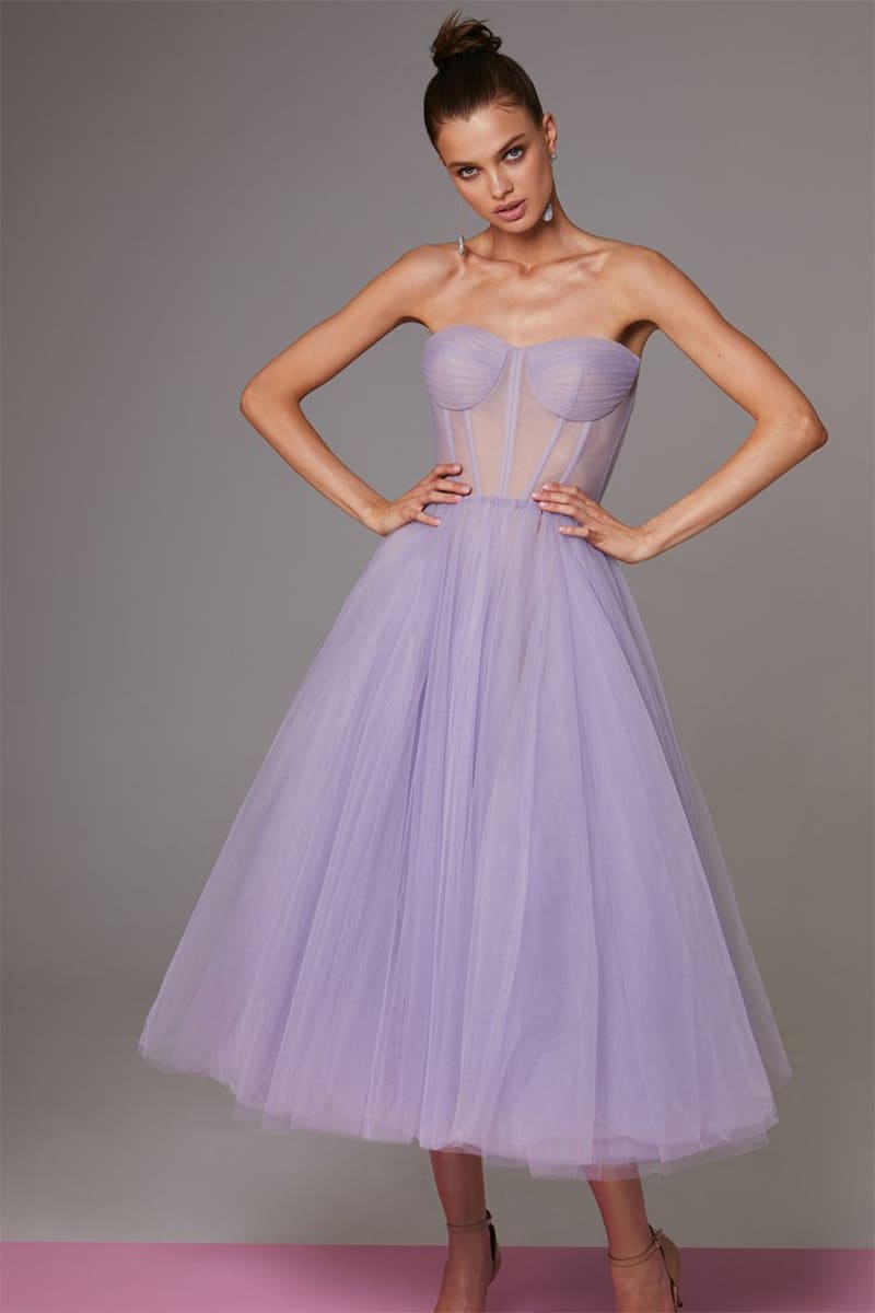 All For Love Strapless Tulle Midi Dress